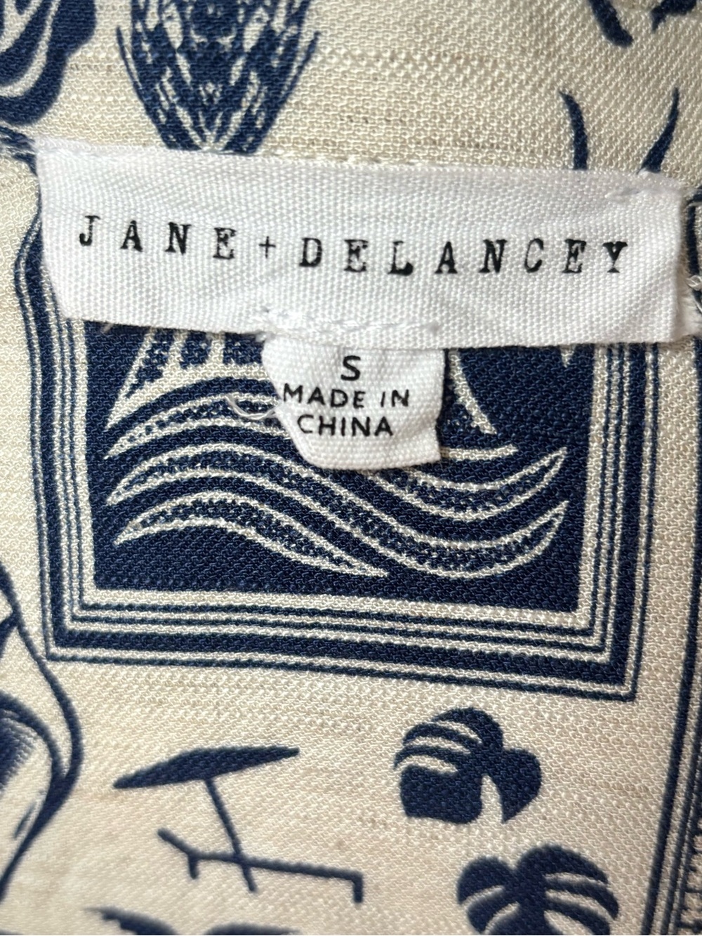 Jane + Delancey Coastal Postcard Shirt Dress Blue White Linen Blend Small - Picture 4 of 8